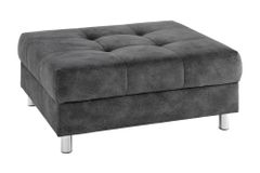 Hocker KENT 100cm grau Samt Taschenfederkern silberne Füße Sitzhocker Fußhocker