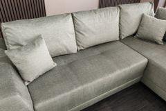 Modernes Ecksofa NORWAY 250cm taupe Vogue Velours Samt Schlafsofa mit Stauraum