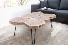 Design Couchtisch GOA 110cm Akazie Baumstamm Scheiben 4cm Tischplatte Massivholz