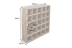 Massives Regal IRON CRAFT 200cm natur Mangoholz Bücherregal 25 Fächer