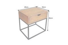 Nachttisch IRON CRAFT 45cm braun honey finish Mangoholz mit Schublade Beistelltisch