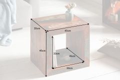 Massiver Beistelltisch JAKARTA 45cm bunt Cube aus recyceltem Holz Regal