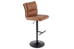 Höhenverstellbarer Barhocker COMFORT antik braun Microfaser drehbar mit Lehne Metall schwarz