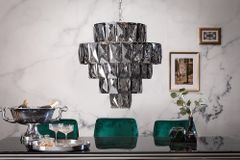 Extravaganter Kronleuchter KRISTALL 50cm edel-grau mit Glasprismen