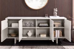 Design Sideboard SAVOY 180cm kaschmir weiß Marmor Keramik mit Stauraum und 3D-Front