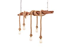Maritime Hängeleuchte SEVEN SEAS 110cm Massivholz Seil Deckenlampe 5 Leuchten