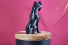 Design Dose PANTHER 20cm schwarz natur Mangoholz Panther-Figur Metall Dekoration