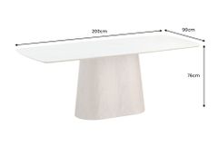 Design Esstisch UNIQUE 200cm weiß Walnuss Keramik Marmor Säulenfuß