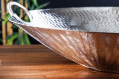 Handgearbeitete Deko Schale ORIENT 55cm silber Metall Hammerschlag Design