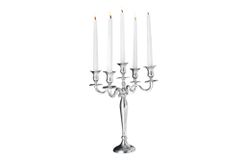 Kerzenständer MODERN BAROCK 40cm silber 5-armig Lüster Aluminium poliert Kerzenhalter