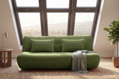 Modernes Schlafsofa ELYPSE 200cm grün Chenille 3-Sitzer Couch inkl. Kissen