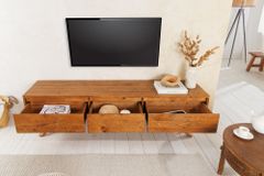 Massives TV-Board FINCA 180cm vintage braun recyceltes Pinienholz mit Schubladen