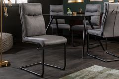 Moderner Freischwinger Stuhl COMFORT grau mit Komfortgriff