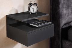 Hängender Nachttisch FLOATING 35cm schwarz Regal mit Schublade