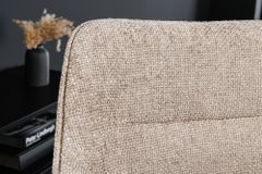 Drehbarer Stuhl VERONA champagner beige Strukturstoff mit Armlehne Metallbeine schwarz