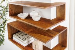 Massives 3er Set Wandregale SURREAL 65cm braun stone finish Außenecke Sheesham