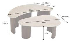 2er Set Couchtische OSAKA 120cm champagner greige Travertin Keramik Walnuss