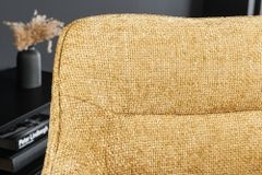 Drehbarer Stuhl VERONA senfgelb Strukturstoff mit Armlehne Metallbeine schwarz