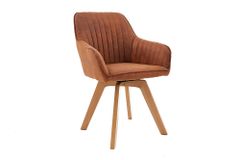 Drehbarer Design Stuhl LIVORNO vintage braun Buchenholz Beine mit Armlehnen