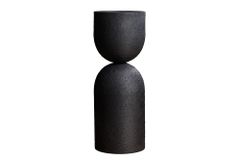 Moderne Vase SANDGLASS L 55cm schwarz Eisen handmade beidseitig nutzbar