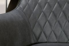 Retro Stuhl PALERMO anthrazit mit Armlehne und Ziersteppung