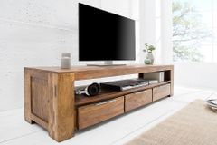 Massives TV-Board MAKASSAR 170cm braun Sheesham stone finish Lowboard drei Schubladen