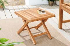 Massiver Beistelltisch EMPIRE TEAK 45cm natur Teakholz wetterfest