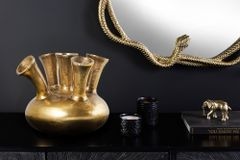Handgefertigte Vase KIYA 25cm gold mit fünf Öffnungen Blumenvase