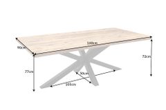 Massiver Industrial Esstisch GALAXIE 160cm Mangoholz sternenförmiges Gestell