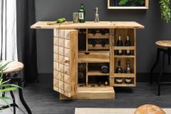 Handgearbeiteter Barschrank MOSAICO 130cm Akazie Massivholz 3D Effekt