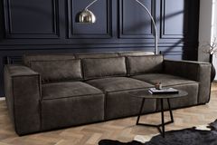 Design 3-Sitzer Sofa BOSSA NOVA 260cm antik dunkelgrau Microfaser Couch Wohnzimmer