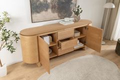 Modernes Sideboard OAK GRAIN 160cm natur Eichenholz vier Fächer mit drei Schubladen