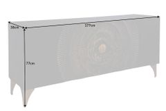Handgearbeitetes Sideboard GOLDEN SUNSET 180cm schwarz mit 3D Schnitzereien gold Mangoholz Metallbeine