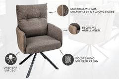 Drehbarer Stuhl BIG GEORGE taupe Microfaser Webstoff Taschenfederkern Metall schwarz