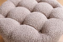 Runder Hocker MODERN BAROCK 50cm champagner Bouclé mit Stauraum