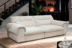 3-Sitzer Sofa SIXTH SENSE 210cm beige Bouclé-Strickstoff mit Nosagfederung und Daunenfedern
