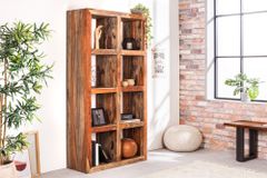 Massives Regal MAKASSAR 180cm Sheesham Holz smoke finish 8 Fächer handmade
