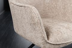 Drehbarer Stuhl VERONA champagner beige Strukturstoff mit Armlehne Metallbeine schwarz