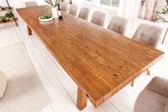 Massiver Esstisch FINCA 300cm vintage braun Pinienholz Bohlenoptik