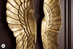 Große Wanddekoration FALLEN ANGEL 65cm antik goldene Engelsflügel