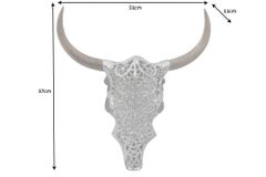 Extravagante Wanddekoration EXOTIC BULL 60cm silber Mangoholz Stierkopf