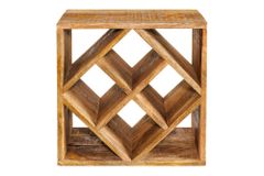 Massivholz Weinregal CUBUS 40cm Mango handmade Beistelltisch