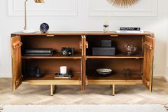Design Sideboard GATSBY 160cm braun mattgold Mangoholz Retro
