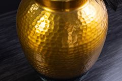 Handgefertigte Deko Vase ORIENT M 50cm gold Metall mit Patina Hammerschlag Design