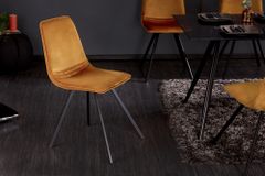 Retro Stuhl AMSTERDAM CHAIR senfgelb Samt Designklassiker