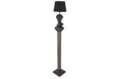 Handgefertigte Stehlampe DAVID 120cm schwarz mit Büste Stoffschirm