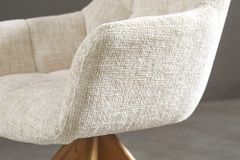 Drehbarer Stuhl PAPILLON champagner beige Chenille Cremona Eiche Massivholz