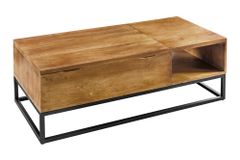 Höhenverstellbarer Couchtisch MAKASSAR FUNCTION 110cm braun Mangoholz honey finish