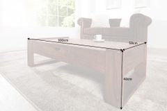 Massivholz Couchtisch MARKANT 100cm braun Sheesham stone finish Schublade Stauraum