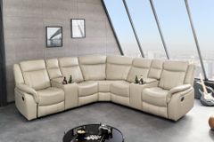 Exklusiver 5er Kinosessel HOLLYWOOD beige Ecksofa Getränkehalter Stauraum